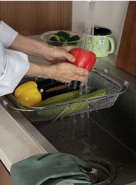 Nati Home 不锈钢沥水篮可伸缩碗碟沥水架厨房洗菜盆滤水架