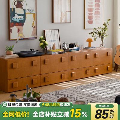 卡门柜电视柜边柜中古风斗柜自由组合柜储物柜一体实木床头柜