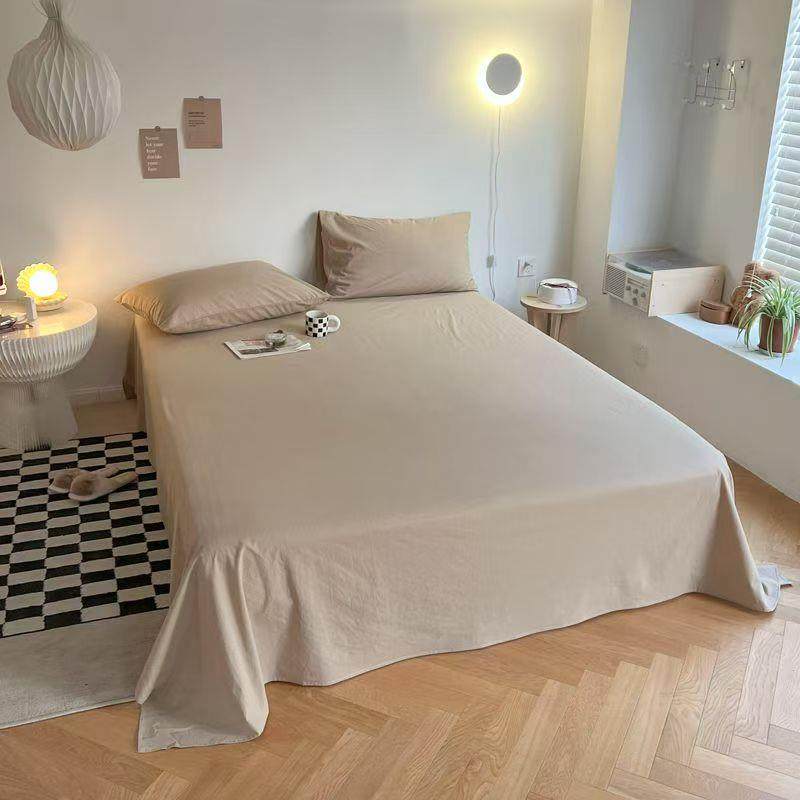 简约风格水洗棉床单纯色日式床单单件床单