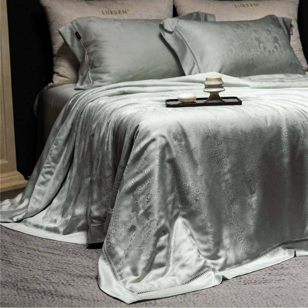 夏季用轻奢风大提花蚕宝夏凉被镂空边可机洗兰精天丝夏凉被四件套