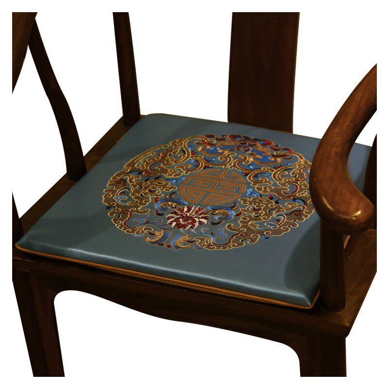 新中式红木沙发皮坐垫茶桌椅子餐椅垫子夏天四季通用透气中式刺绣