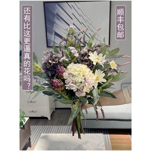 欧城新款轻奢高档仿真花束客厅假花摆件电视柜餐桌玄关干花摆设