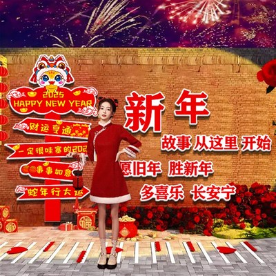 2025蛇年新年装饰场景元旦网红打卡拍照区布置店铺门口吸引人贴纸