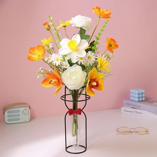 轻奢绅士花瓶高档仿真花束假花插花花艺摆件客厅装饰花电视柜摆设