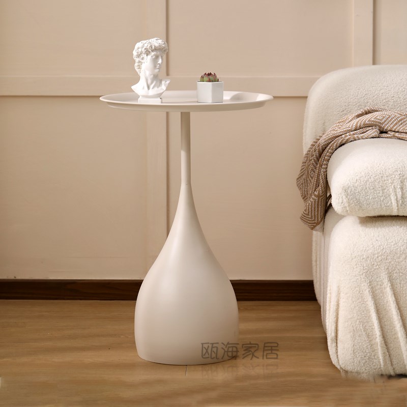 轻奢沙发边几简约现代岩板角几客厅卧室床头边柜法V式圆桌子小茶