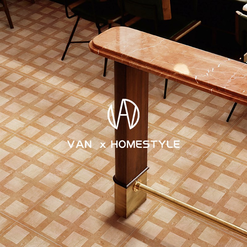 梵内 赤贫风复古格子瓷砖客餐厅咖啡厅工装仿古砖墙砖S地砖600x60