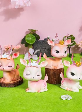 花韵小鹿创意摇头汽车摆件鹿可爱树脂鹿摆件平安鹿树脂工艺品礼品