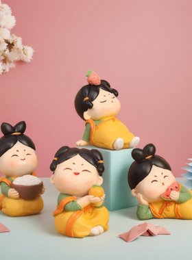 古风唐仕女树脂摆件家居办公桌面装饰小摆件国风车载饰品文创礼物