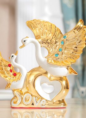 电镀天鹅摆件电视柜玄关酒柜新居隔断卧室乔迁结婚礼客厅工厂直供