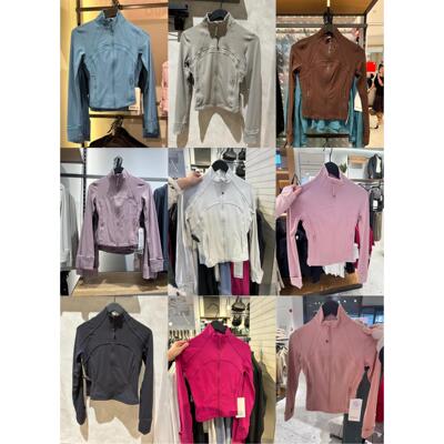 直邮 lululemon define短款罗纹立领修身瑜伽外套夹克女