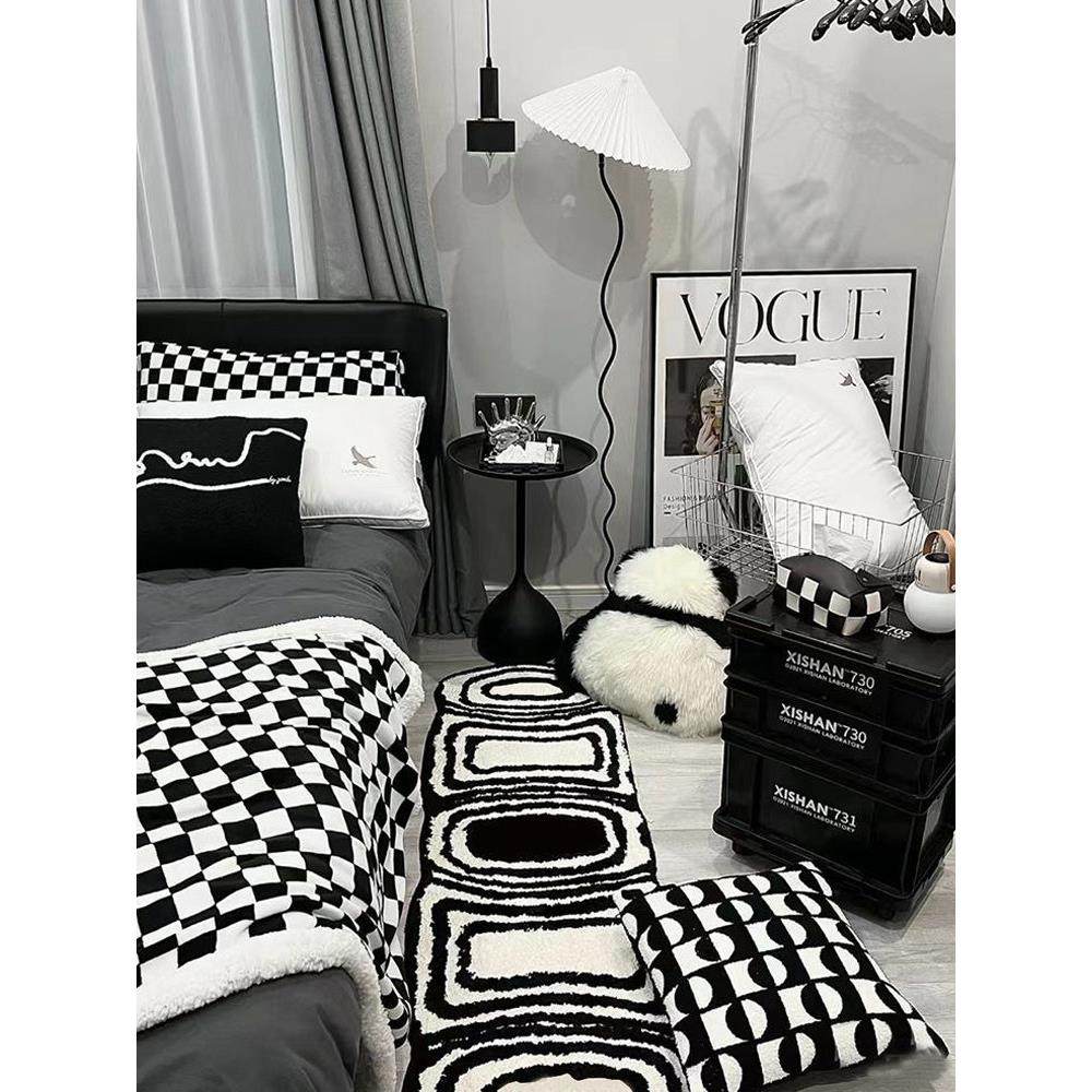 地毯卧室房间床边毯黑白脚垫客厅轻奢高级衣帽间地垫家用茶几毯子,居家布艺,地毯,淘宝优惠券,粉丝福利购,淘宝优惠卷