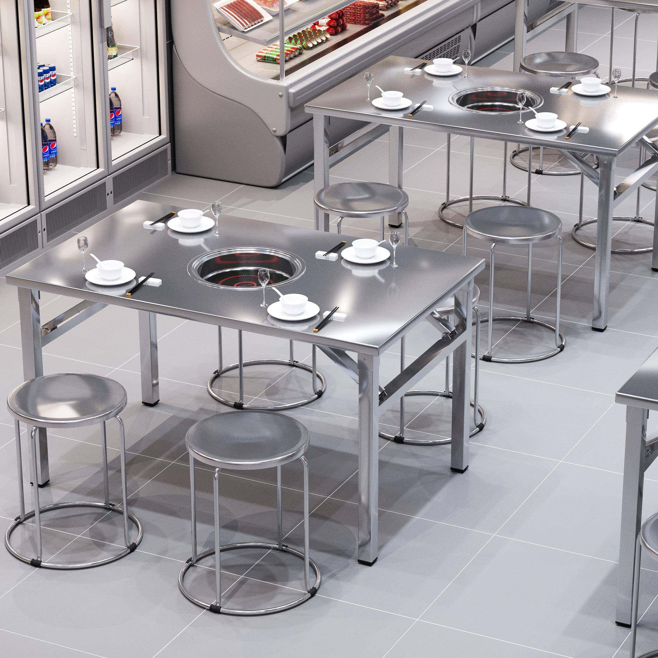 加厚不锈钢火锅电磁炉一体钻孔圆桌户外摆摊商用打边炉折叠餐桌,住宅家具,不锈钢/PVC餐桌,淘宝优惠券,粉丝福利购,淘宝优惠卷