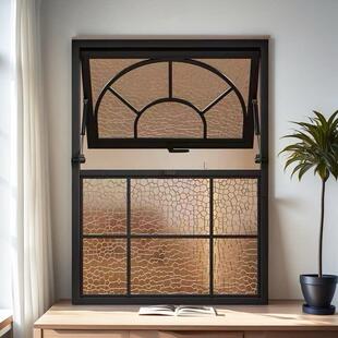 铝合金法式平开 窗覆古老钢窗圆弧拱形落地窗室内阁楼玻璃采光窗