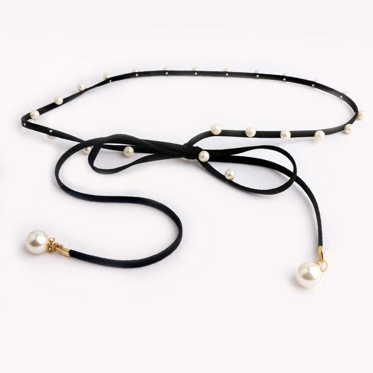 珍珠细腰绳女配裙子时尚百搭装饰腰带衬衫式洋装收腰皮带腰炼 炼