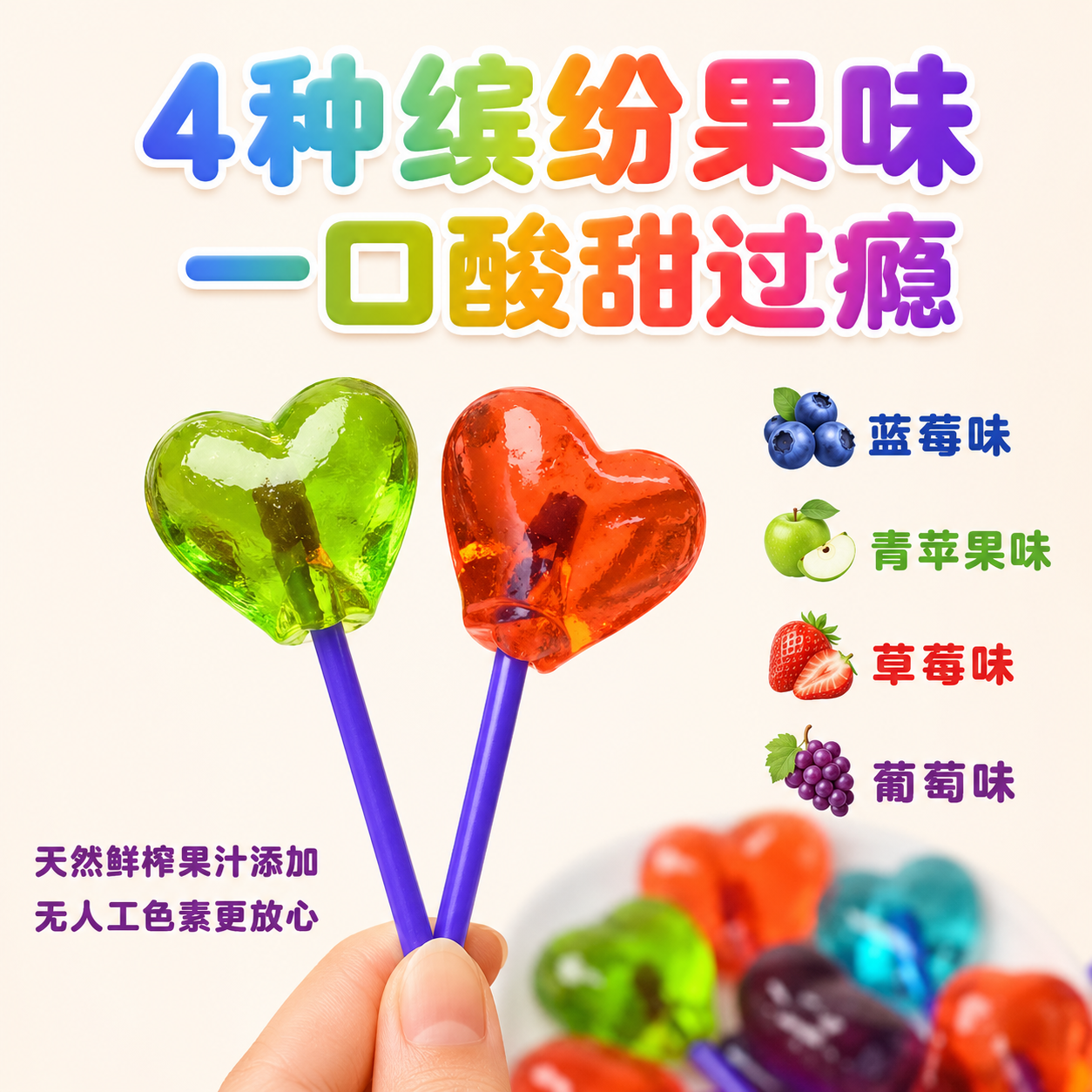 巴祖卡爱心棒棒糖情人节糖果礼物儿童网红零食心形棒棒糖糖果零食