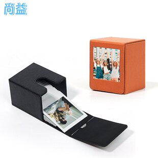 大容量拍立得SQ方形照片盒高档仿皮革纹相片展示收纳一体卡盒