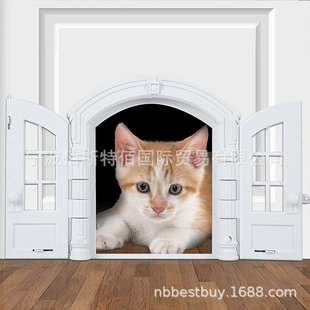 跨境热销French Cat Door 法式宠物自由进出双开门 ABS猫门狗门洞