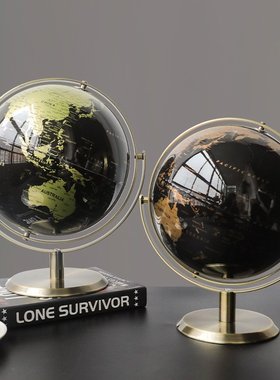 欧式轻奢黑金地球仪摆件客厅家居软装饰品样板间办公室桌面装饰