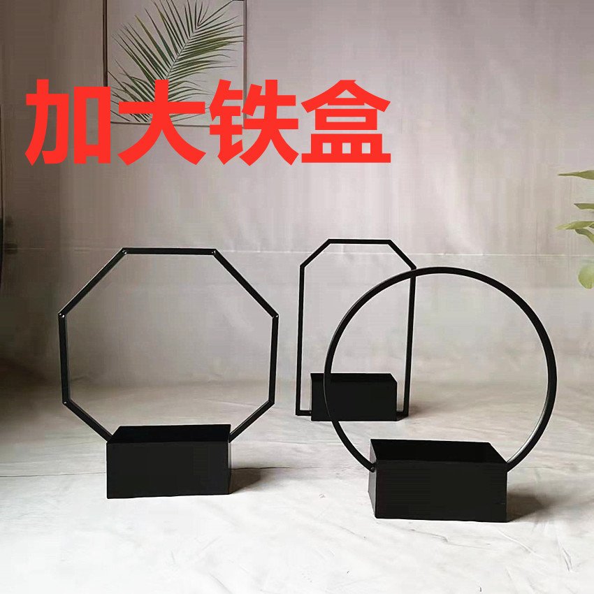 新中式蝴蝶兰铁艺花盆银柳冬青仿真花年宵花新中式铁艺花架景观