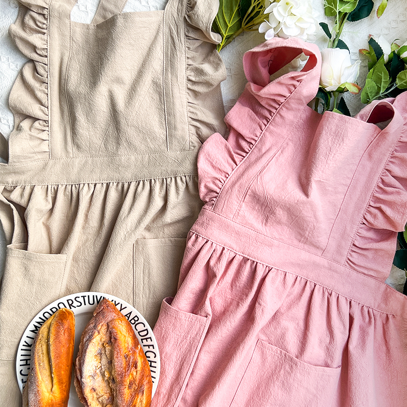 花艺围裙美e甲店用日系花艺定制logo印字工作服女士厨房复古法式