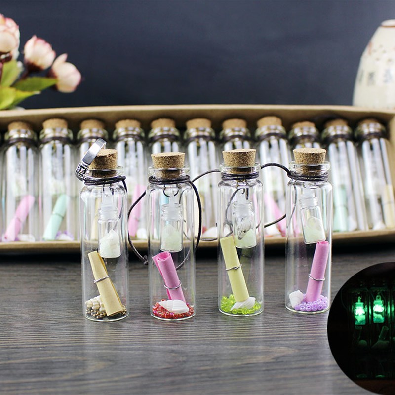 包邮发光b许愿小瓶中瓶心愿瓶子玻璃漂流瓶夜光瓶幸运愿望礼物圣