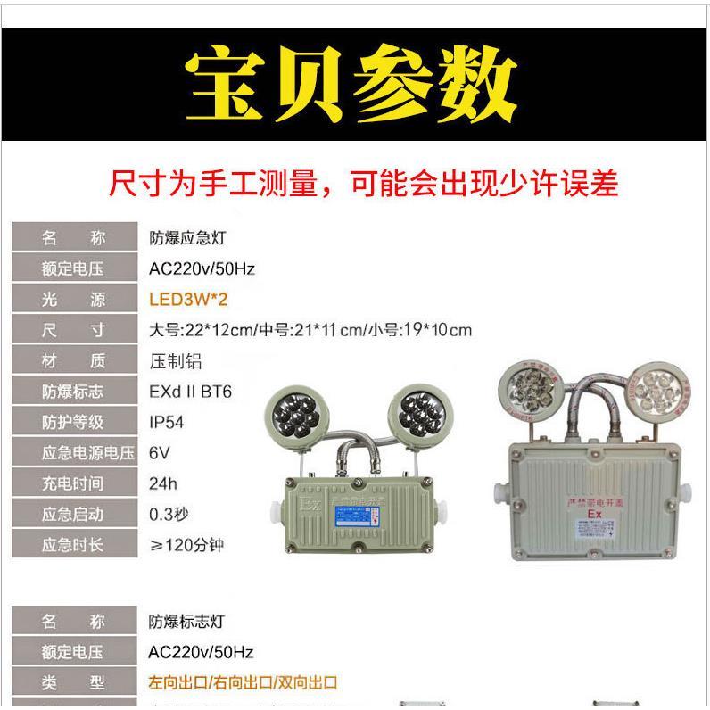 LED防爆应急灯通道停电双头出口指示标志灯电源充电断电照明