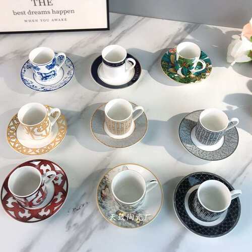 12件套浓缩杯碟金色灰色马拉车&蓝款&丛林&雨林&中国红经典黄色等