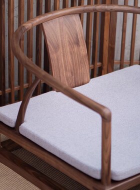 新中式禅意矮h禅椅榻榻米靠背黑胡桃木实木座椅茶室圈椅