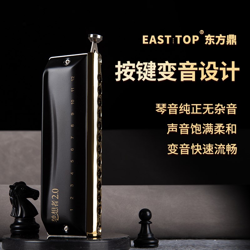 EASTTOP东方鼎半音阶口琴梦想者2.0升级款专业演奏12孔c调初学