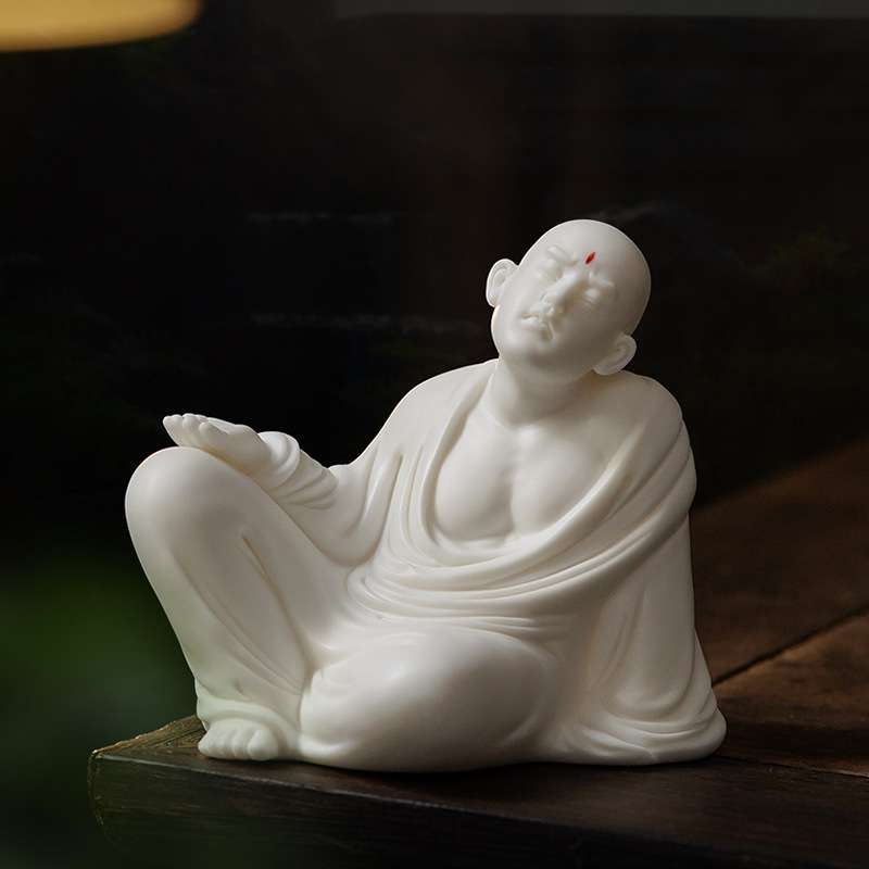 德化白瓷新中式禅意陶瓷小和尚摆件创意茶室茶桌案台茶空间装饰品