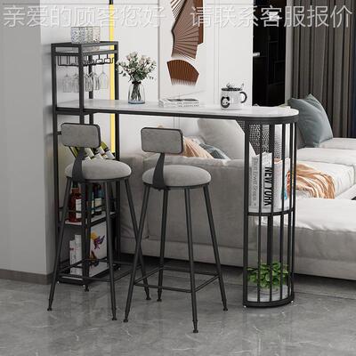 轻奢吧桌家用靠吧台大理000325石墙高脚台桌北客厅欧阳台岩板长条