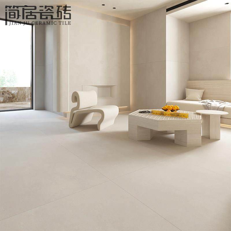 侘寂风天鹅绒柔光面奶油色微水泥瓷砖别墅客厅卫生间地砖墙砖大板