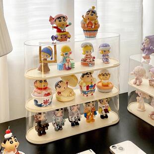 盲盒收纳展示架展示柜小模型娃娃玩偶拉布布透明防尘盒子