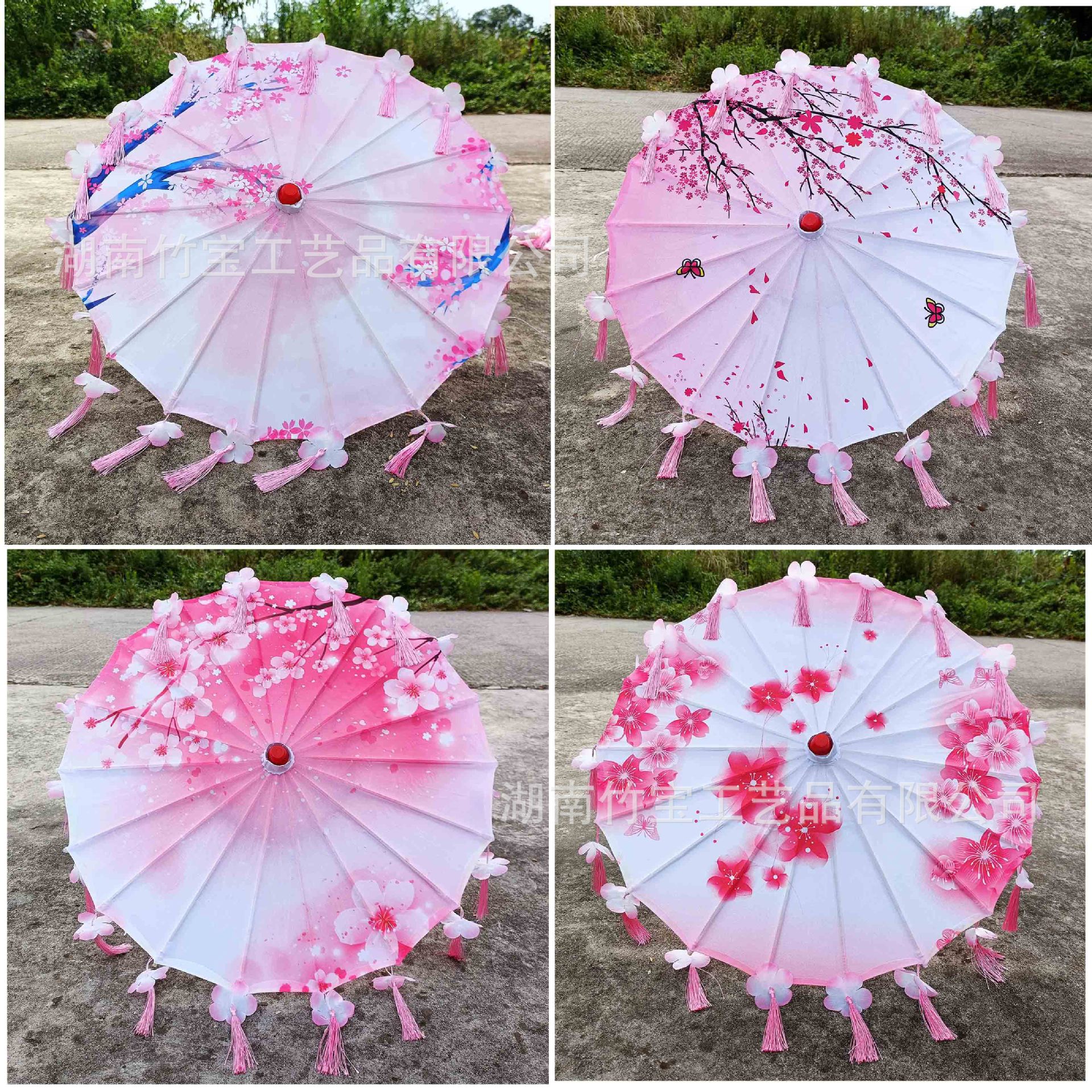 中号70CM直径印花绸布伞学生古风古伞景区摆摊遮阳