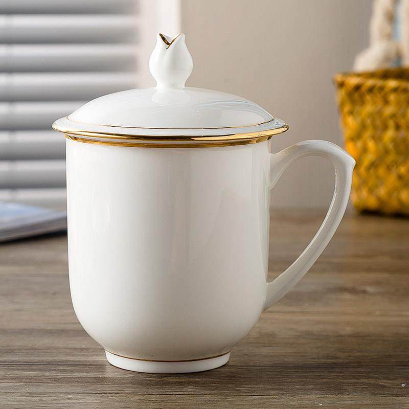 景德镇陶瓷茶杯带盖办公会议室泡茶水杯纯白家用骨瓷杯子定制LOGO,餐饮具,茶杯,淘宝优惠券,粉丝福利购,淘宝优惠卷