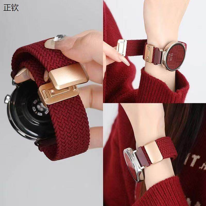 正钦适用华为GT5手表带GT6pro尼龙watch3编织磁吸扣GT2秋冬红色表