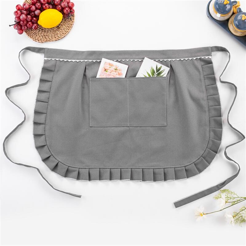 加肥加大半身围裙双层加厚防水防油耐磨帆布围腰罩衣木耳边纯黑色