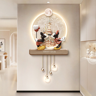 奶油风入户玄关装 饰画米奇潮玩客厅走廊尽头挂画高级感正对墙壁画