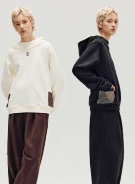 ZZE「Cuddle Hoodie」微廓拼网连帽卫衣 匹马棉秋冬亲子遛狗帽衫