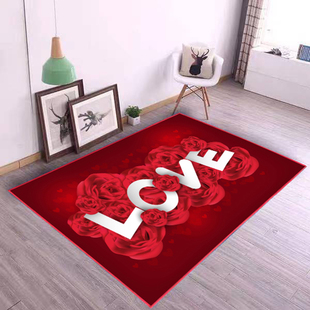 D印平绒地垫卉图案客厅茶几卧室床前地毯飘窗门厅定制裁剪