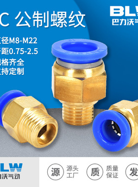 直销PC10-M10/M12*1.5模具用粗细牙公制螺纹气动气管接头快速