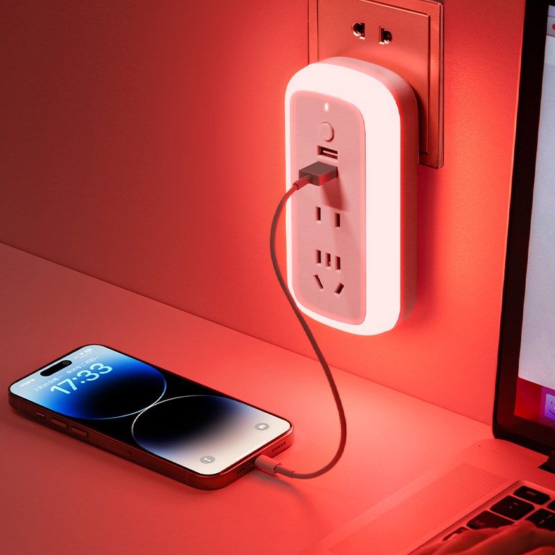 多孔插座c家用主卧室床头小夜灯高级感氛围灯多功能带USB插排插板