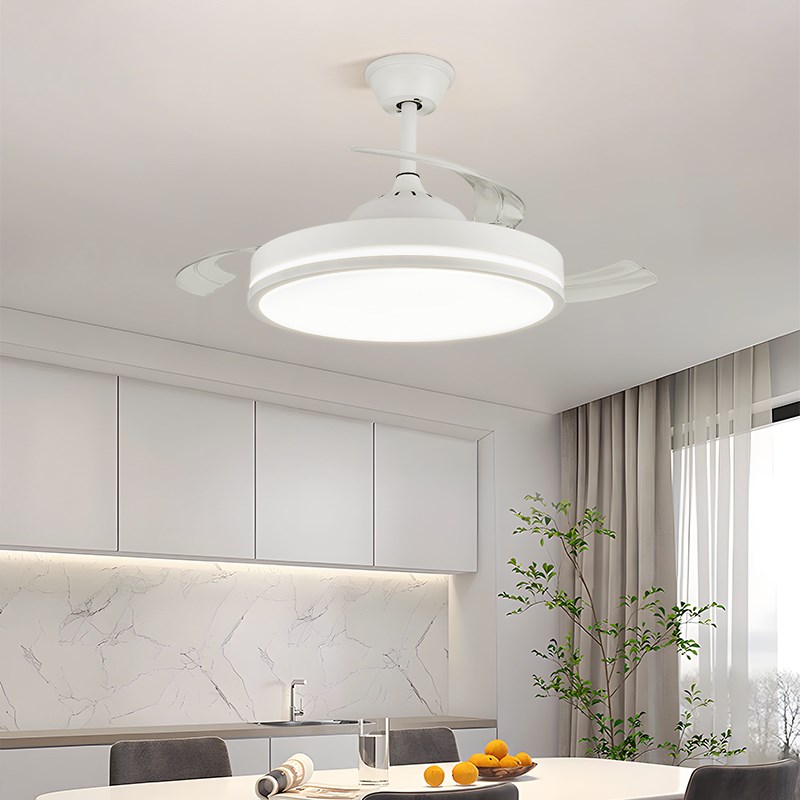 简约现代吊扇灯客厅餐厅家用风扇吊灯变频北欧电T扇灯具隐形风扇