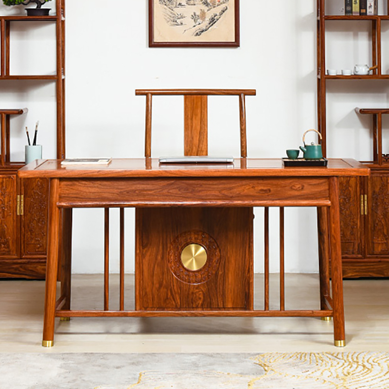 红木家具花梨木小书桌实木写字台B学生桌新中式刺猬紫檀办公桌家