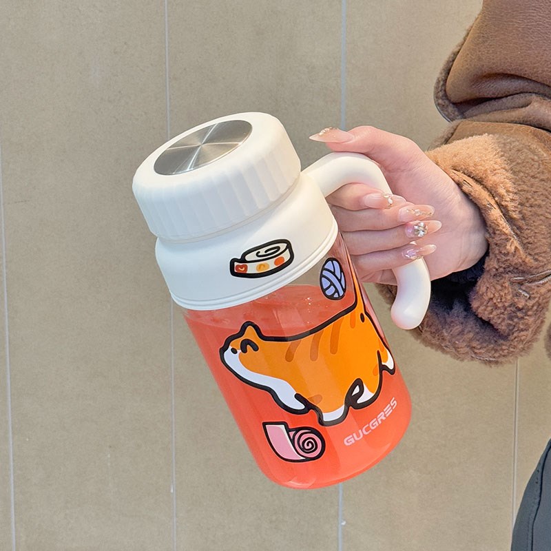 耐高温大口径玻璃杯大容量泡茶水杯办公室K杯子夏季带盖喝水杯男