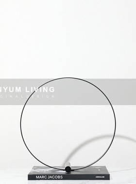 简约现代几何圈环金属框创意软装饰品摆K件家居客厅玄关样板房间