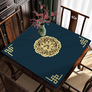 复古皮革茶几八仙桌桌垫新中式防油防水正方型可擦洗老式四方桌布