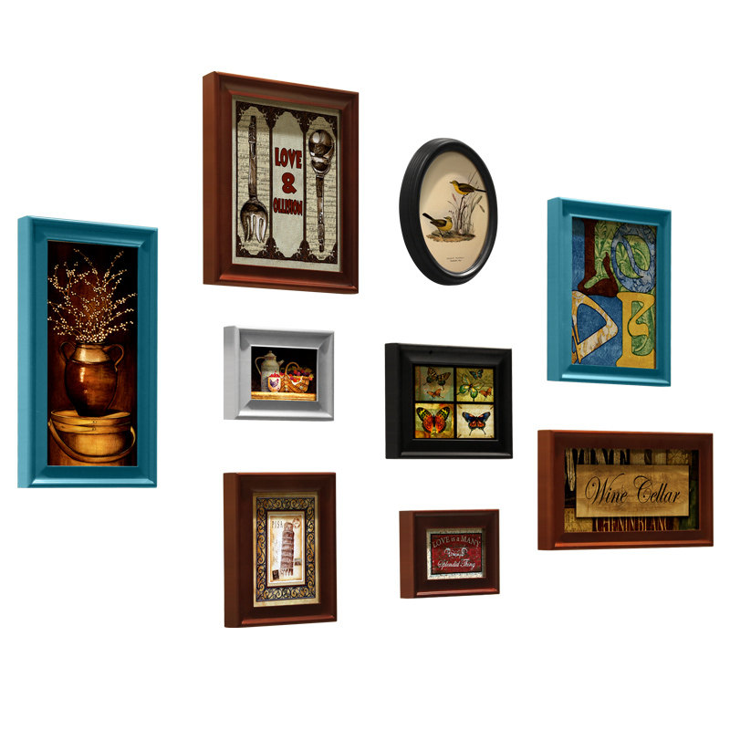 添色彩绘 美式乡村照片墙 挂墙相框墙创意相片墙组合小户型装饰