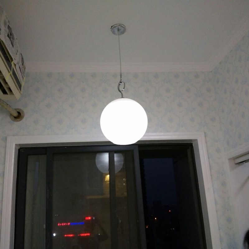 白色圆球玻璃灯罩拉花吊灯餐厅灯简约现代单头玄关阳台灯灯饰灯具