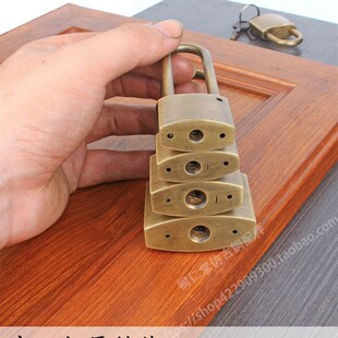 纯黄铜家用挂锁长梁挂锁老式门栓锁具户外加油站防锈防盗大门铜锁